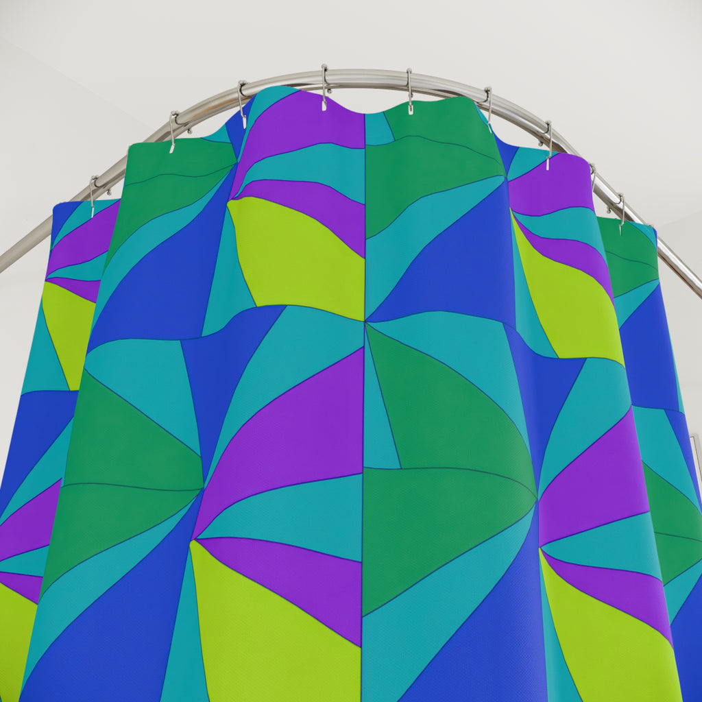 Cubist Sunburst Blocks Shower Curtain – Peacock Jewel