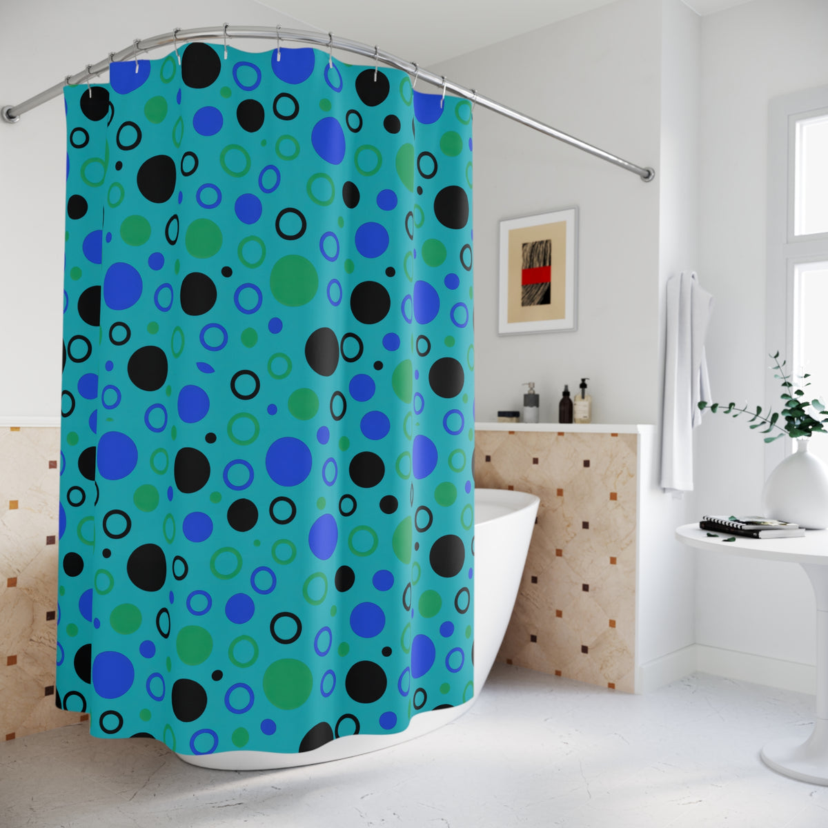 Bubble Outlines Shower Curtain – Peacock Jewel