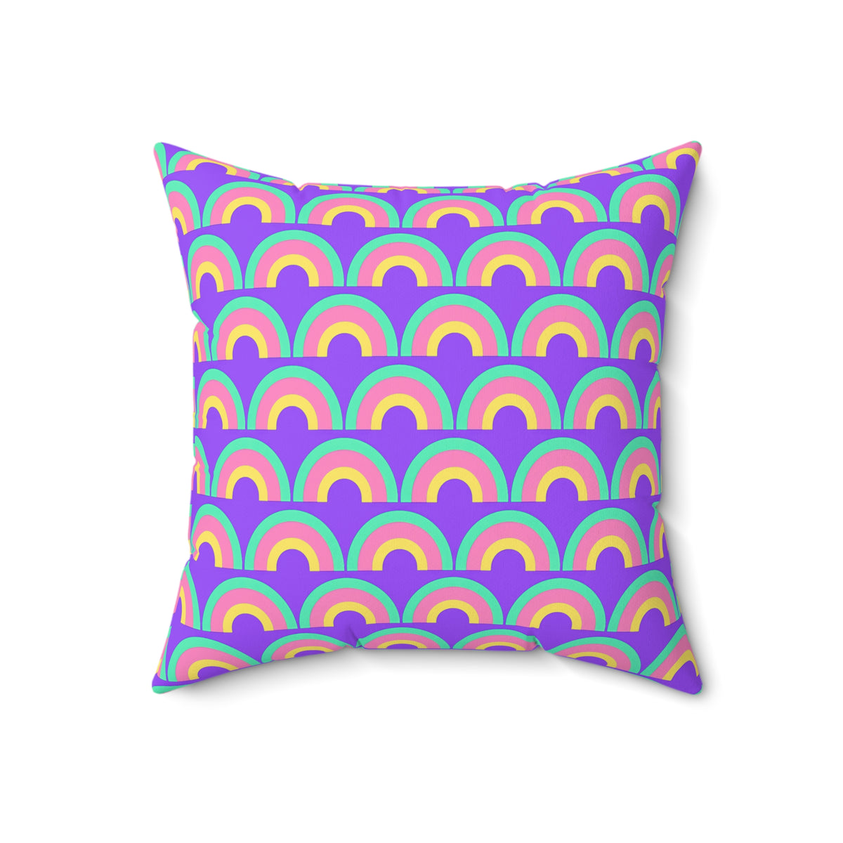 Chromatic Scallop Ripple Faux Suede Cushion – Candy Pastel on Grape