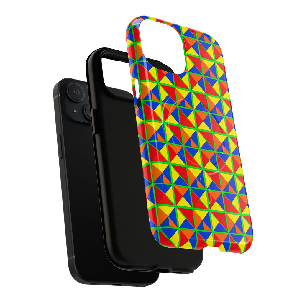 Split Square Fiesta Magnetic Tough iPhone Case – Cubist Geometric Pattern