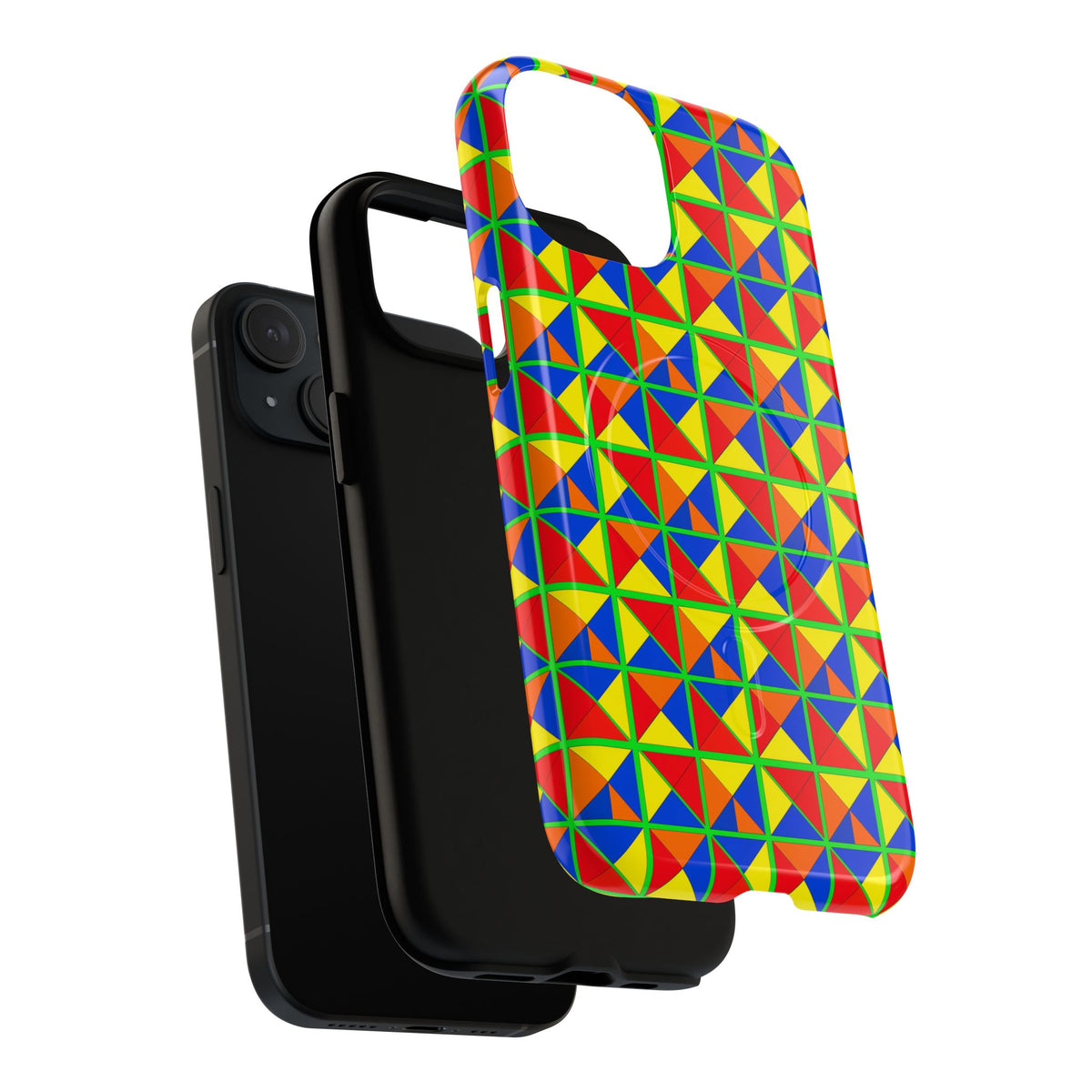 Split Square Fiesta Magnetic Tough iPhone Case – Cubist Geometric Pattern