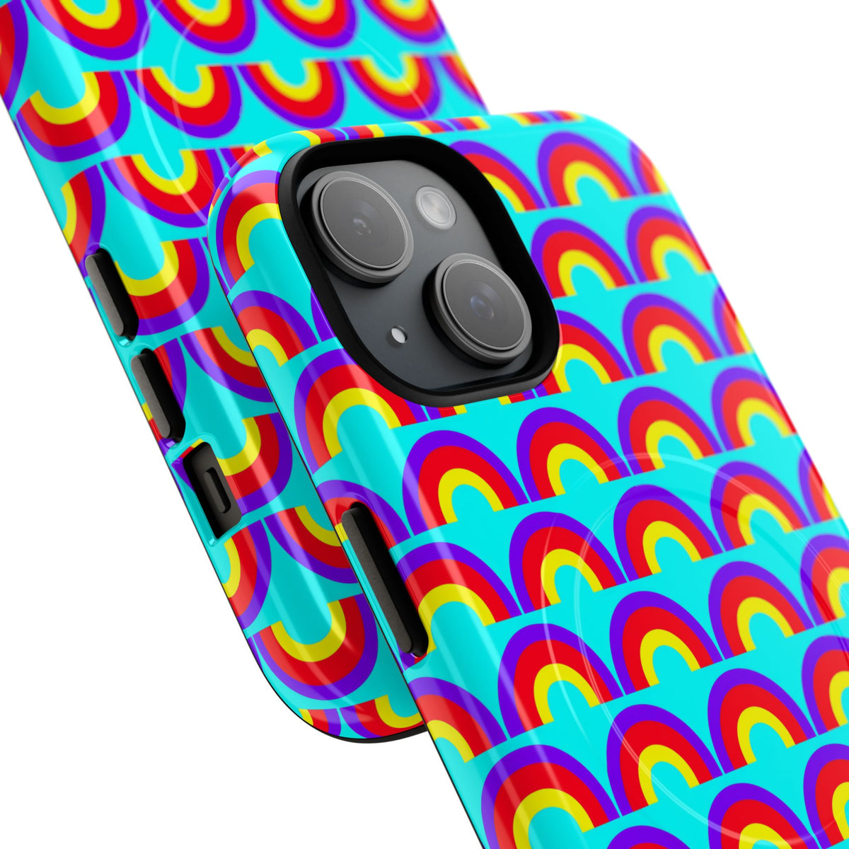 Chromatic Scallop Ripple Magnetic Tough iPhone Case – Op-Art Scallops Pattern