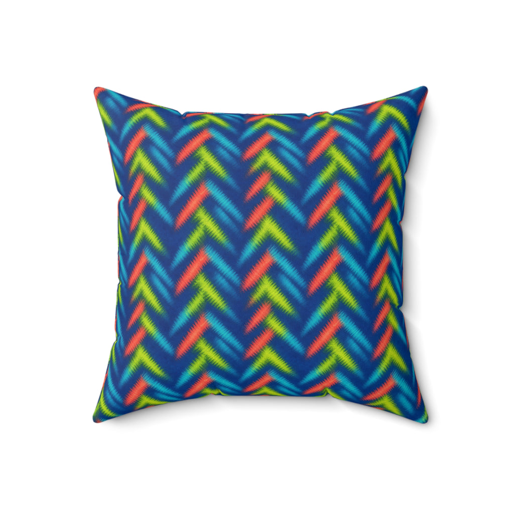 Neon Zigzag Fold Faux Suede Cushion – Tie-Dye Pattern