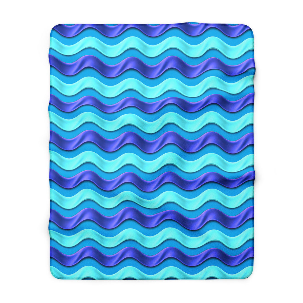 Satin Wave Bands Sherpa Fleece Blanket – Ice Jewel