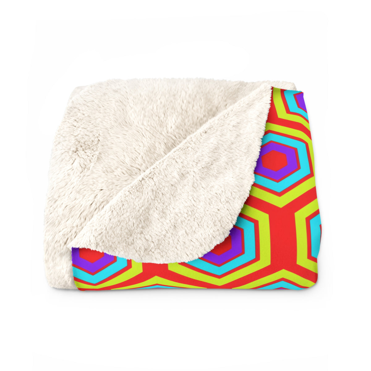 Concentric Hexagon Ripple Sherpa Fleece Blanket – Op-Art Hexagons Pattern