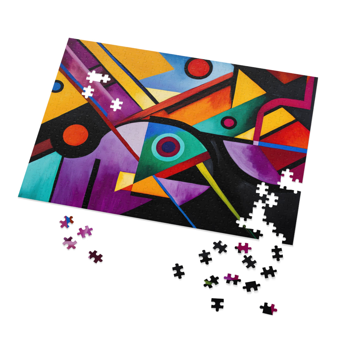 Geometric Night Rhythm Jigsaw Puzzle with Tin – Geometric Abstract Art