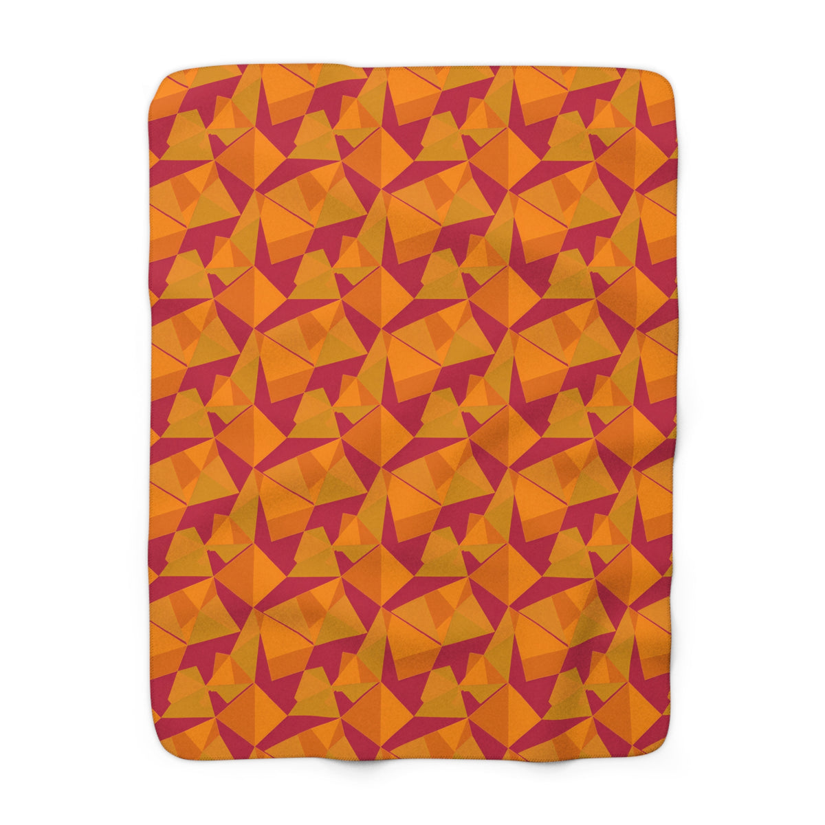Faceted Gold Panels Sherpa Fleece Blanket – Cranberry Spice