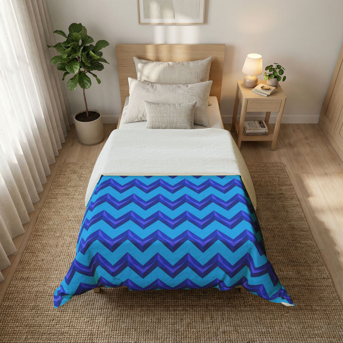 Broad Cut-Gem Chevrons Cotton Duvet Cover – Ice Jewel