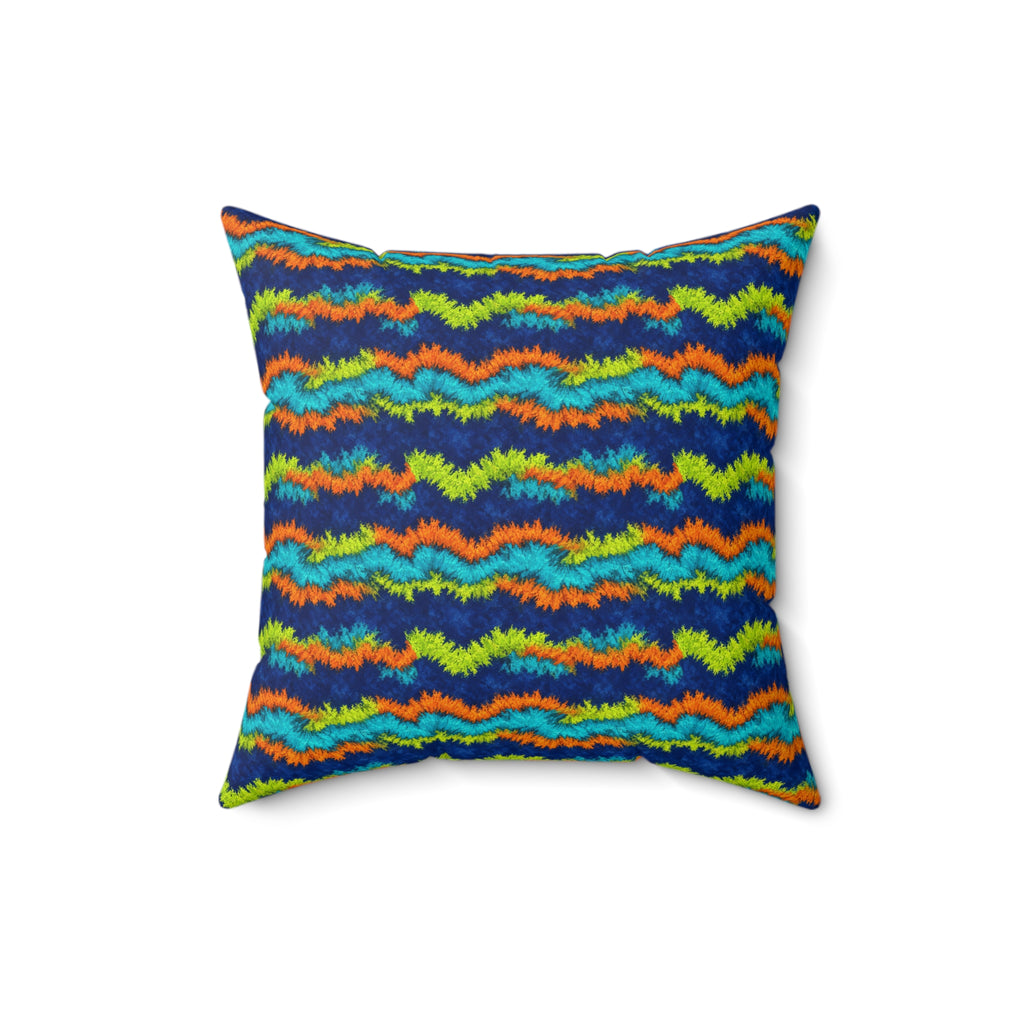 Crinkle Fold Bands Faux Suede Cushion – Tie-Dye Pattern