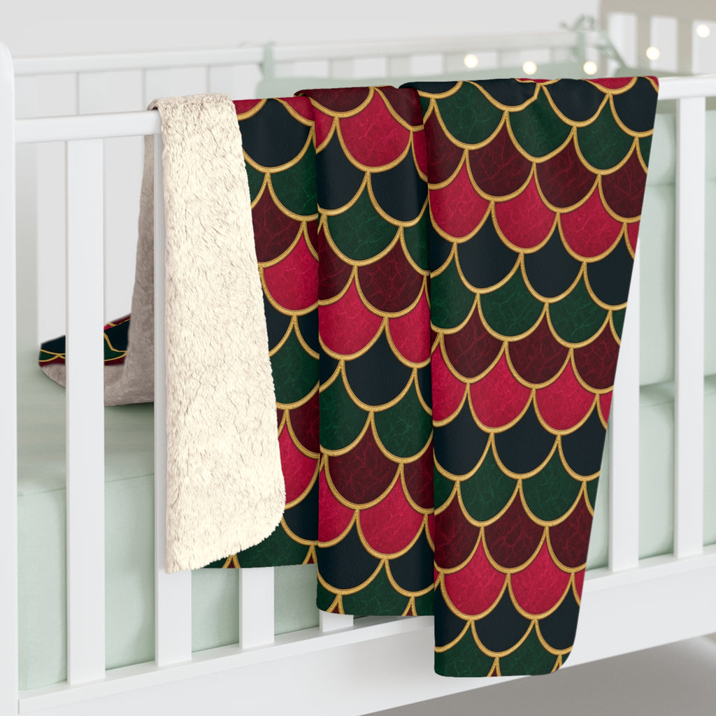 Jewel Scales Sherpa Fleece Blanket – Art Deco Pattern