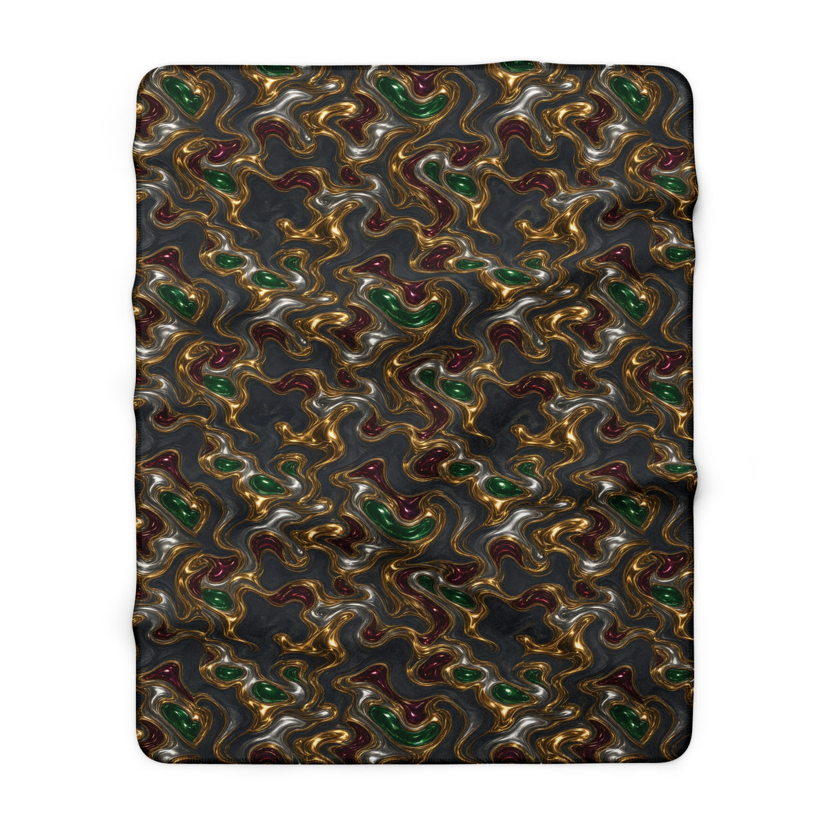 Gold Silver Ripples Sherpa Fleece Blanket – Liquid Chrome Pattern