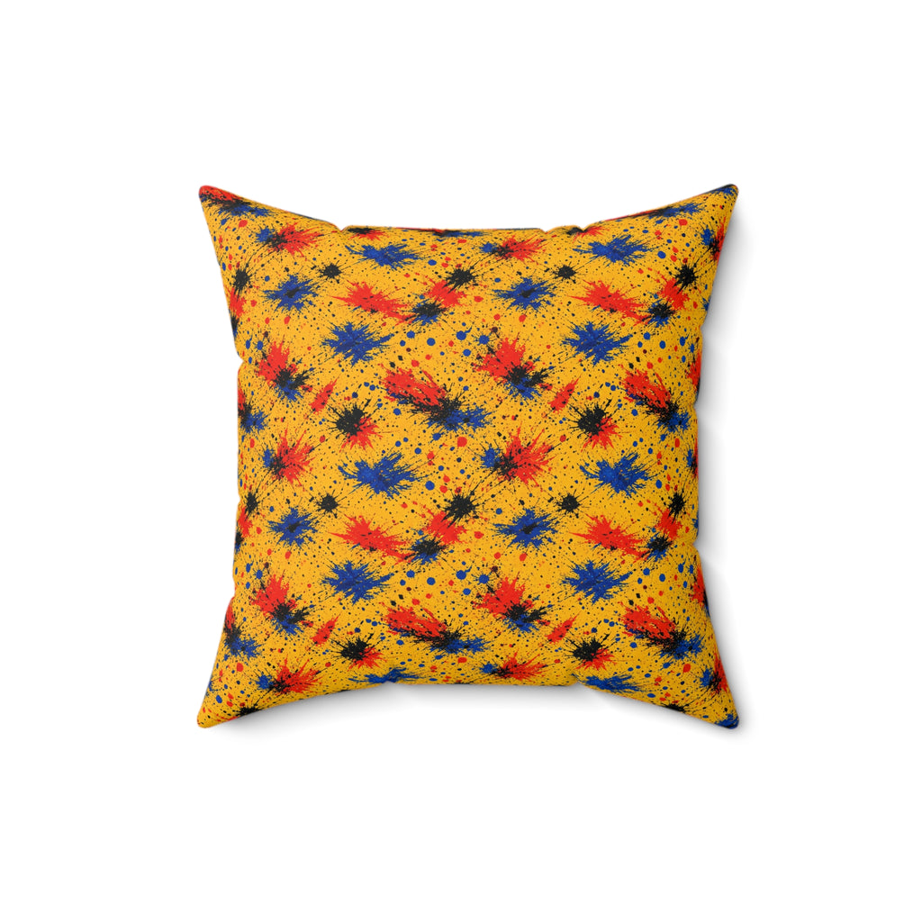Dragged Smears Faux Suede Cushion – Action-Painting Abstract Pattern