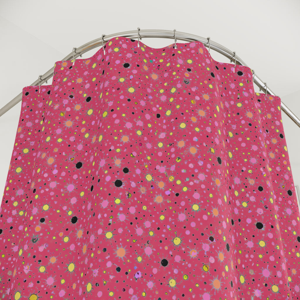 Confetti Spatter Shower Curtain – Candy Pop on Raspberry