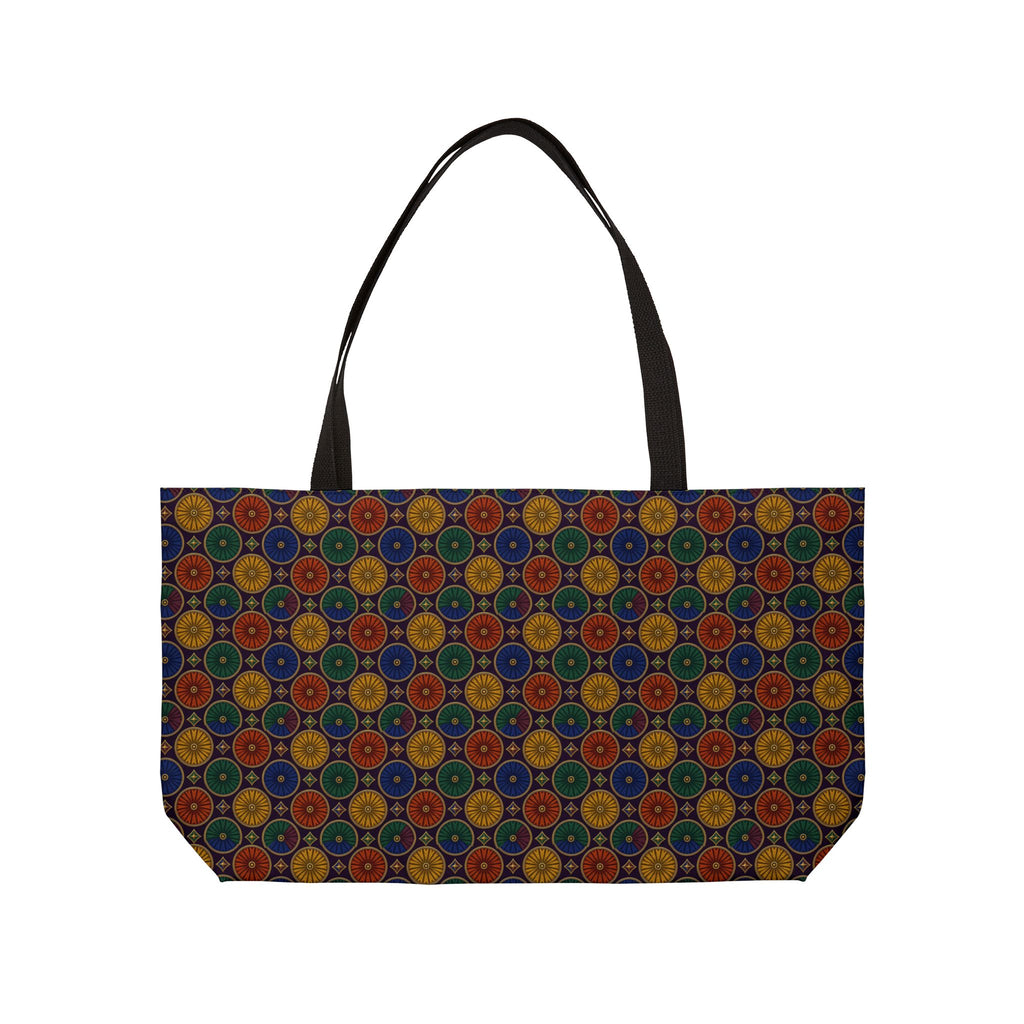 Enamel Parasol Medallions Weekender Tote Bag – Art Deco Geometric Pattern