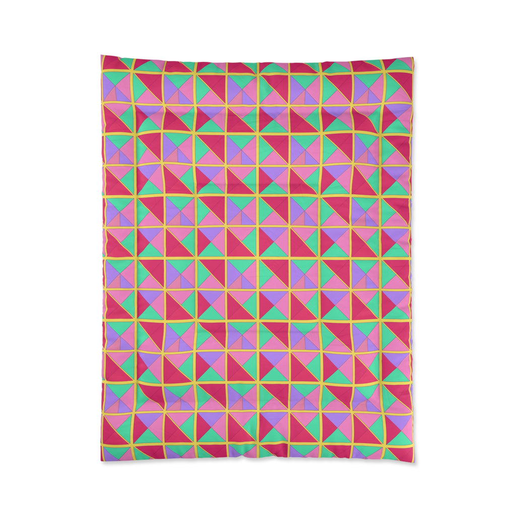 Split Square Fiesta Comforter – Candy Pop on Raspberry