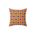 Concentric Hexagon Ripple Faux Suede Cushion – Op-Art Hexagons Pattern