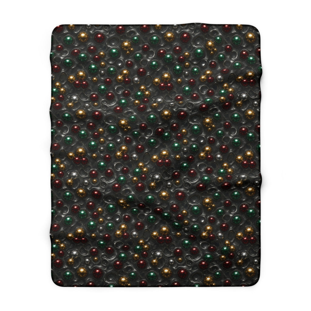 Jewel Bubble Clusters Sherpa Fleece Blanket – Liquid Chrome Pattern