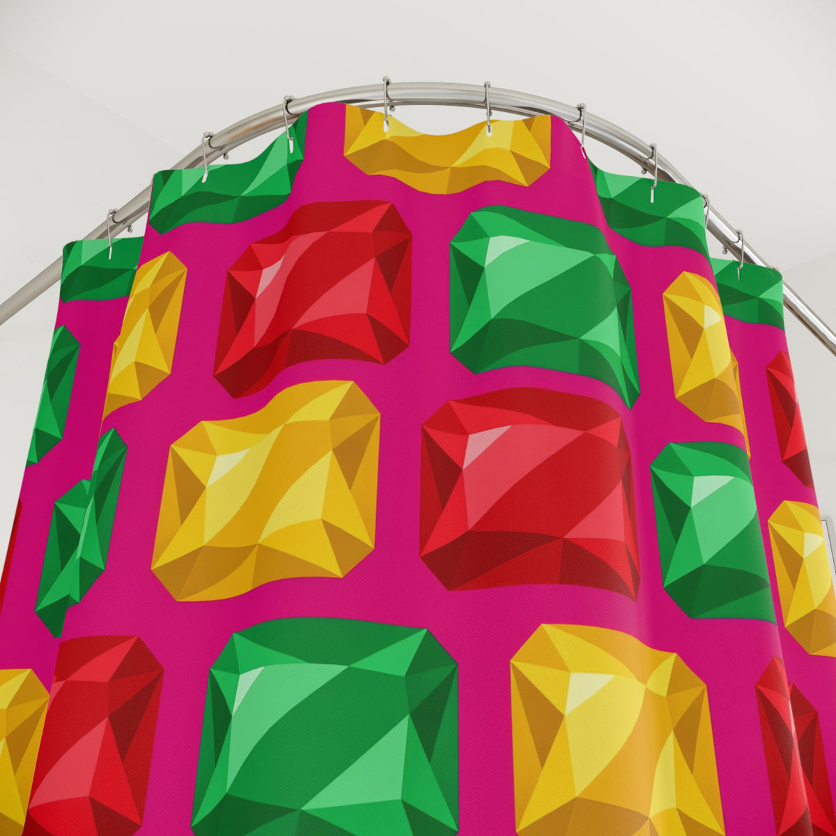 Big Stacked Gem Bars Shower Curtain – Geometric Blocks Pattern