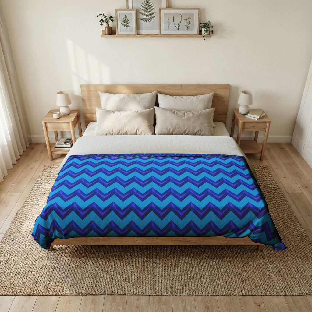 Broad Cut-Gem Chevrons Cotton Duvet Cover – Ice Jewel