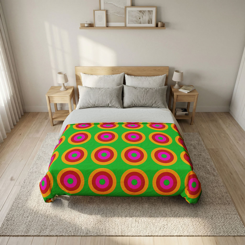 Giant Op-Art Jewel Rings Cotton Duvet Cover – Op-Art Concentric Circles Pattern