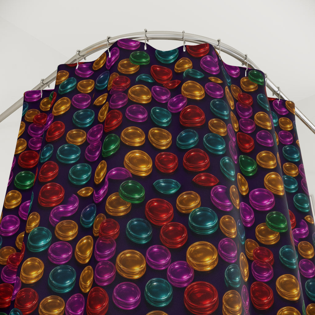 Stacked Glass Discs Shower Curtain – Glossy 3D Abstract Pattern