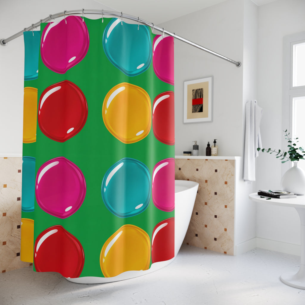 Giant Candy Glass Discs Shower Curtain – Glossy Candy Glass Pattern