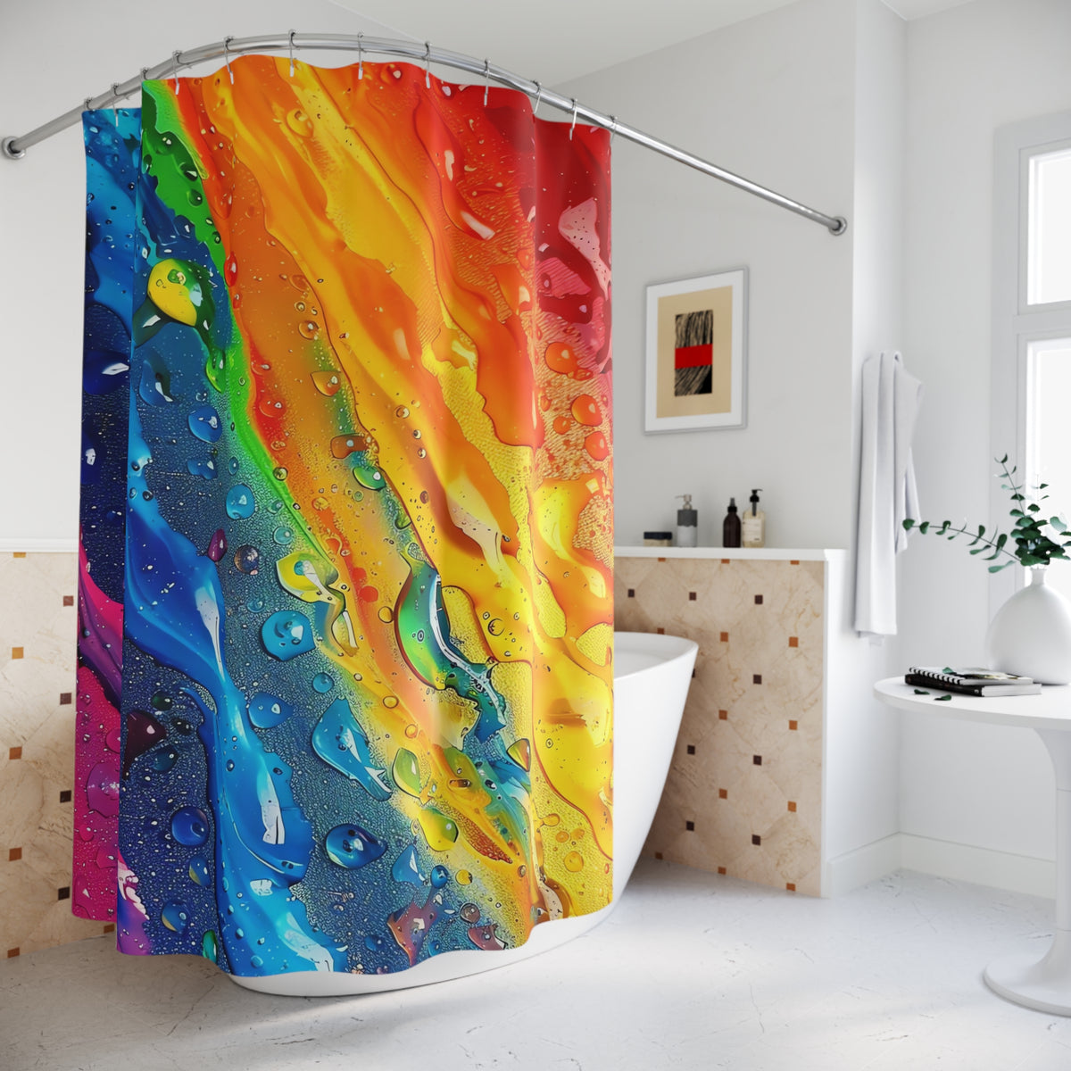 Rainbow Drip Pour Shower Curtain – Fluid Pour Art