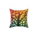 Stained Glass Autumn Tree Faux Suede Cushion – Stained-Glass Style Art