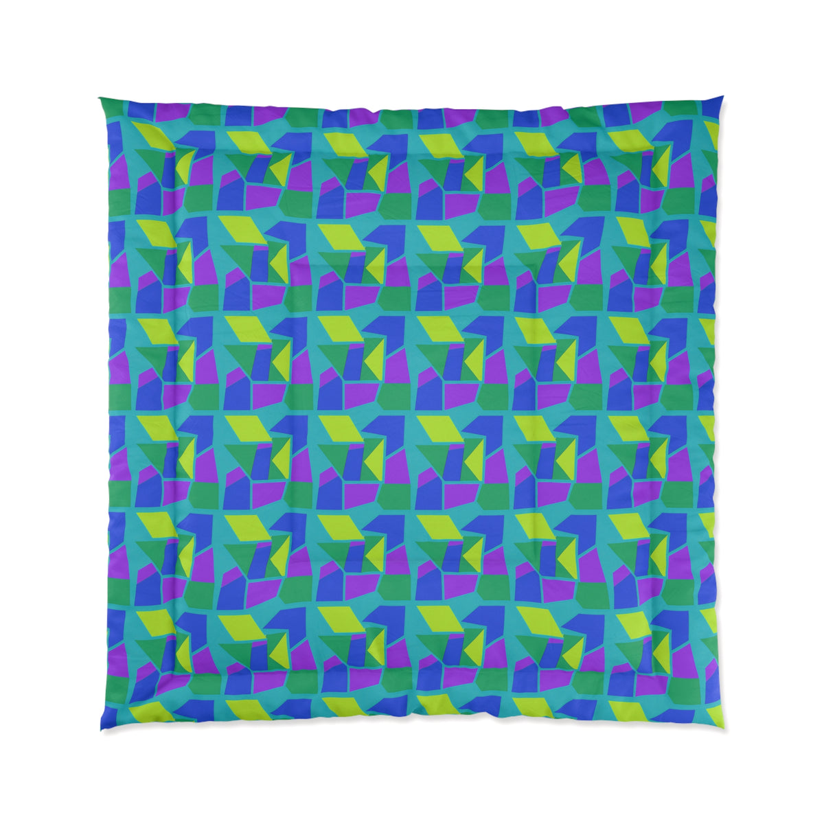 Cubist Block Quilt Comforter – Peacock Jewel