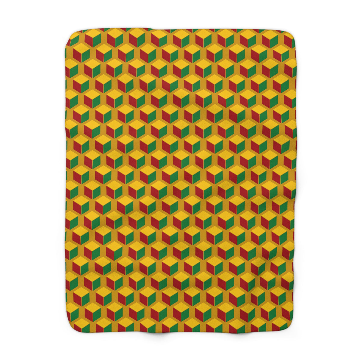 Giant Faceted Cubes II Sherpa Fleece Blanket – Isometric Op-Art Pattern