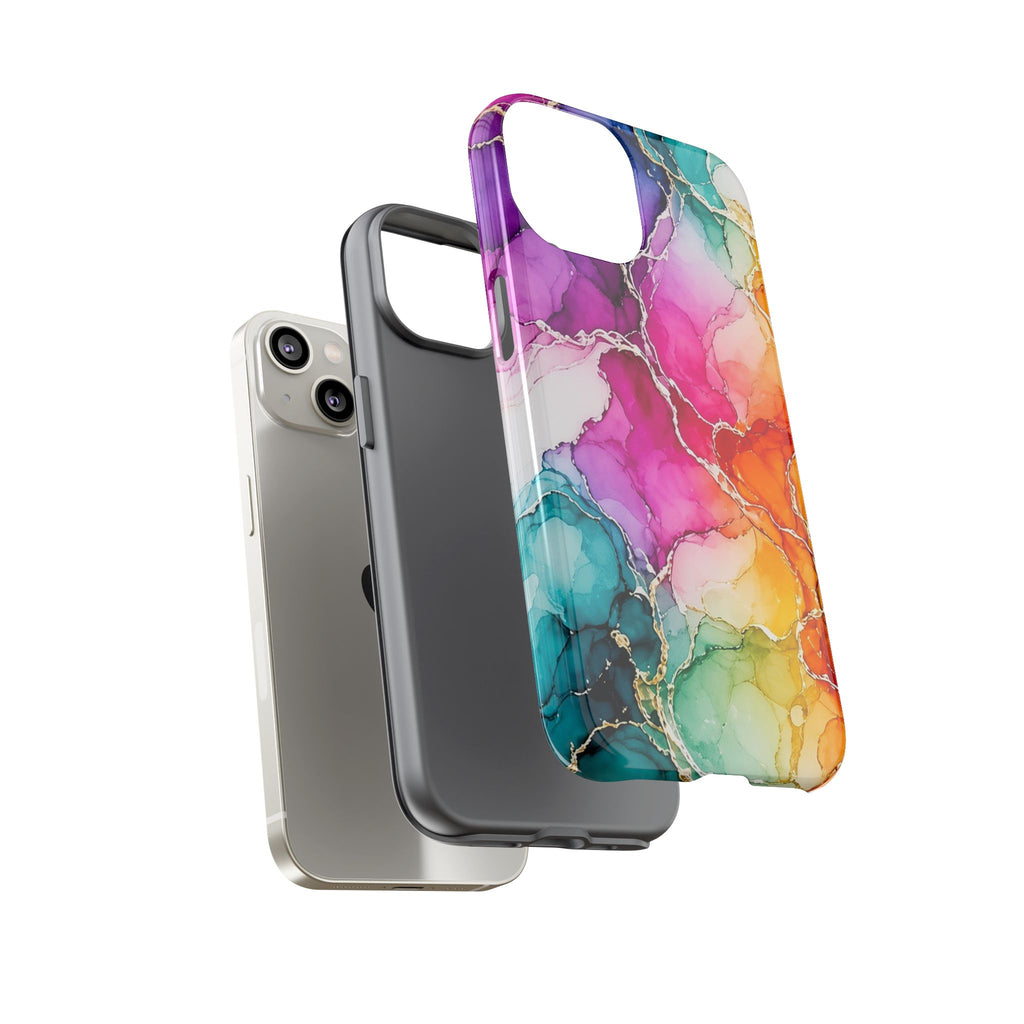Rainbow Alcohol Ink Bloom Tough Phone Case