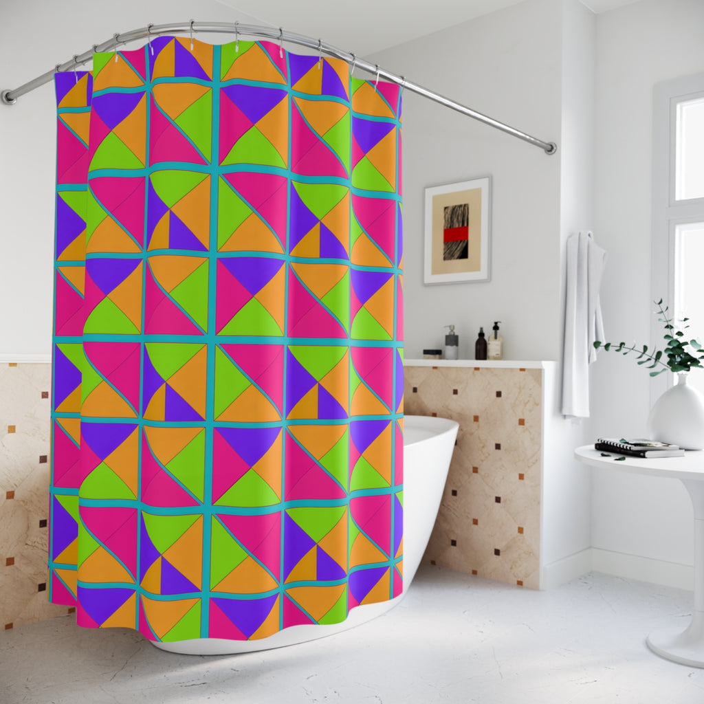 Split Square Fiesta Shower Curtain – Tropical Punch