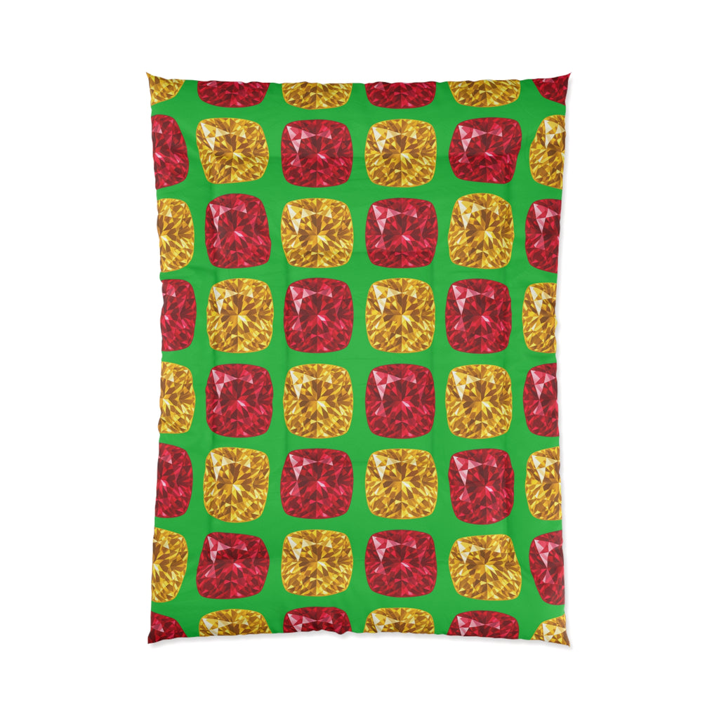 Giant Cut Gem Grid Comforter – Faceted Gem Geometric Pattern