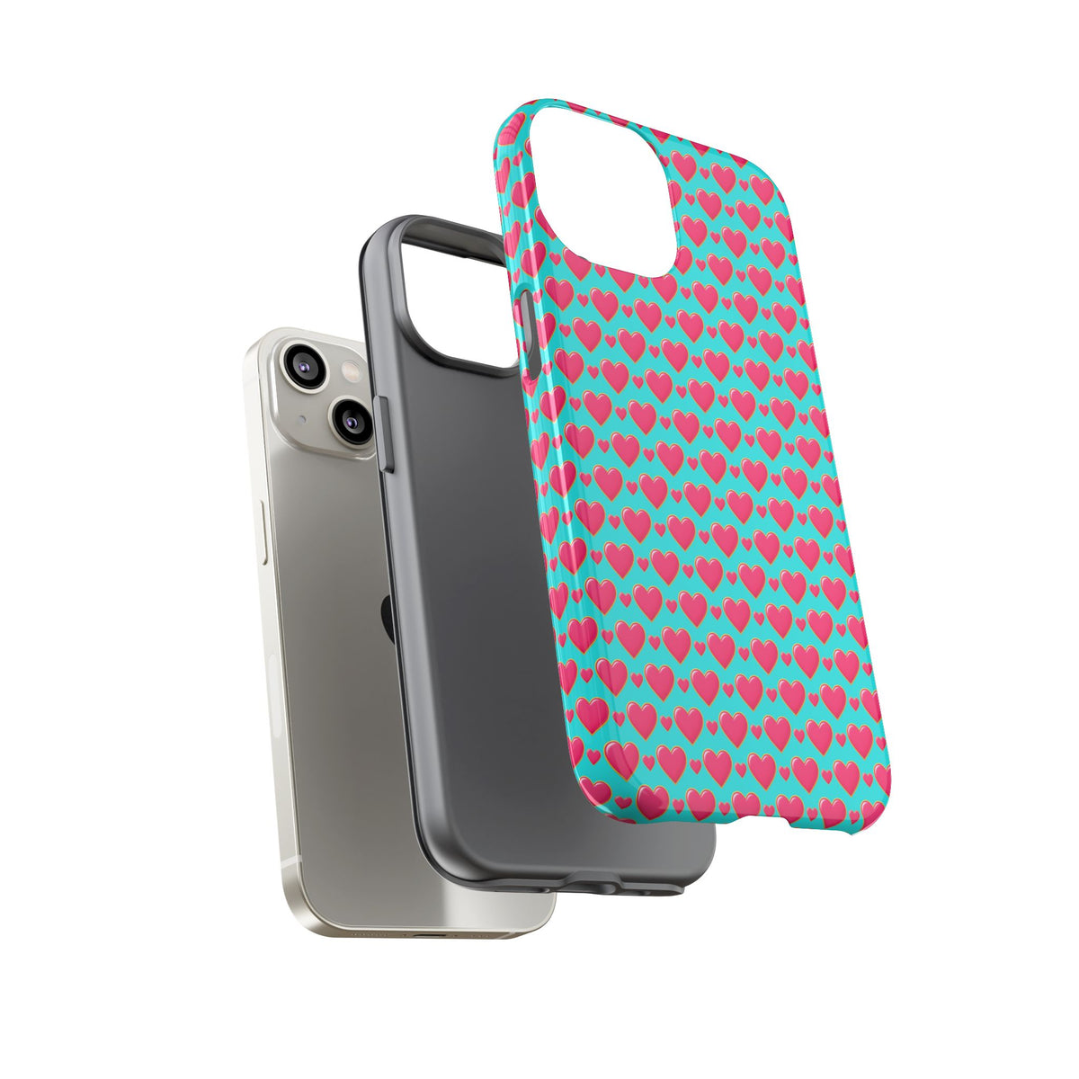 Heart Bubble Grid Tough Phone Case – Pop Hearts Pattern