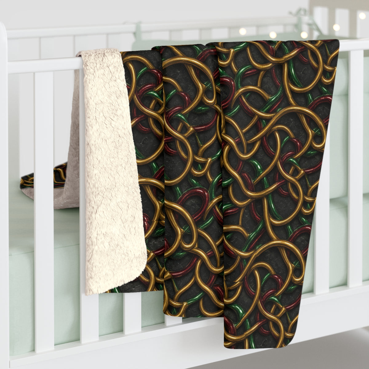 Jewel Metal Weave Sherpa Fleece Blanket – Holographic-Look Metal Pattern