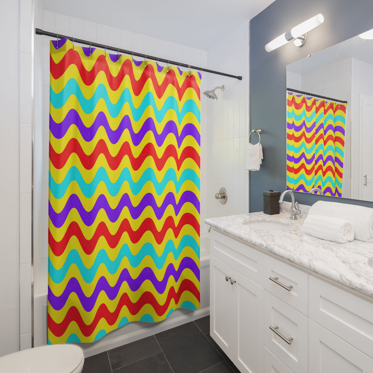 Big Ripple Chevrons Shower Curtain – Op-Art Chevron Pattern