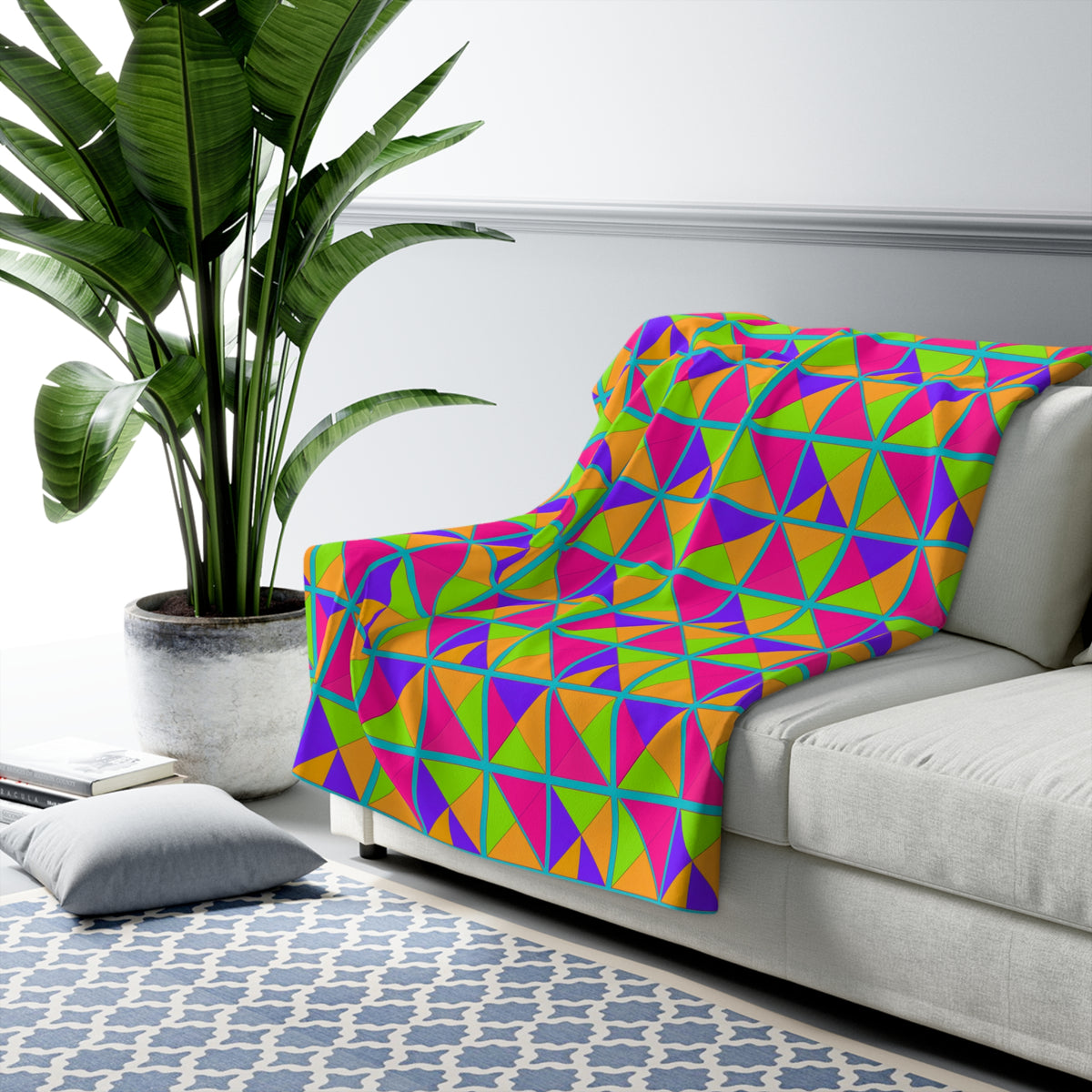 Split Square Fiesta Sherpa Fleece Blanket – Tropical Punch
