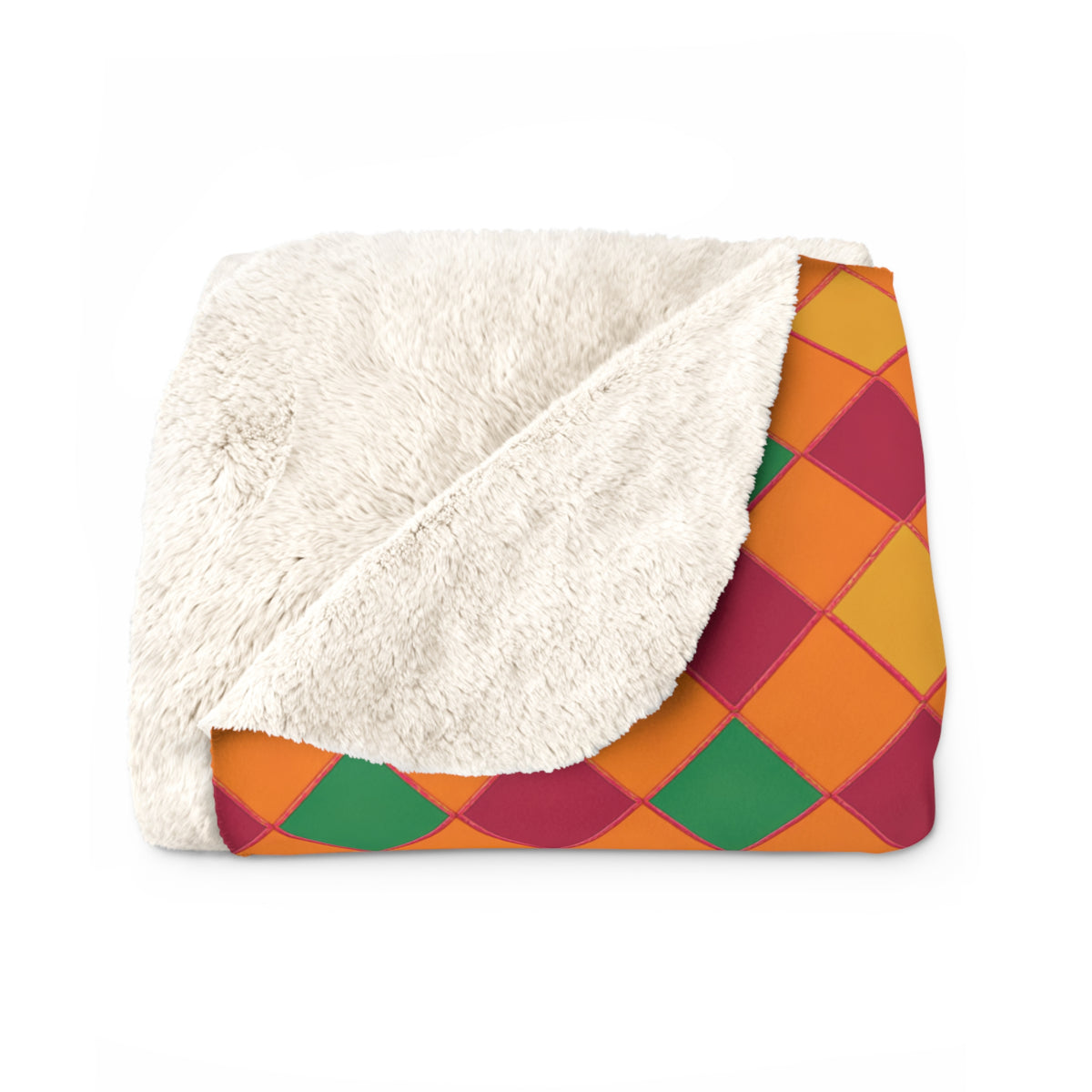 Jewel Harlequin Check Sherpa Fleece Blanket – Cranberry Spice