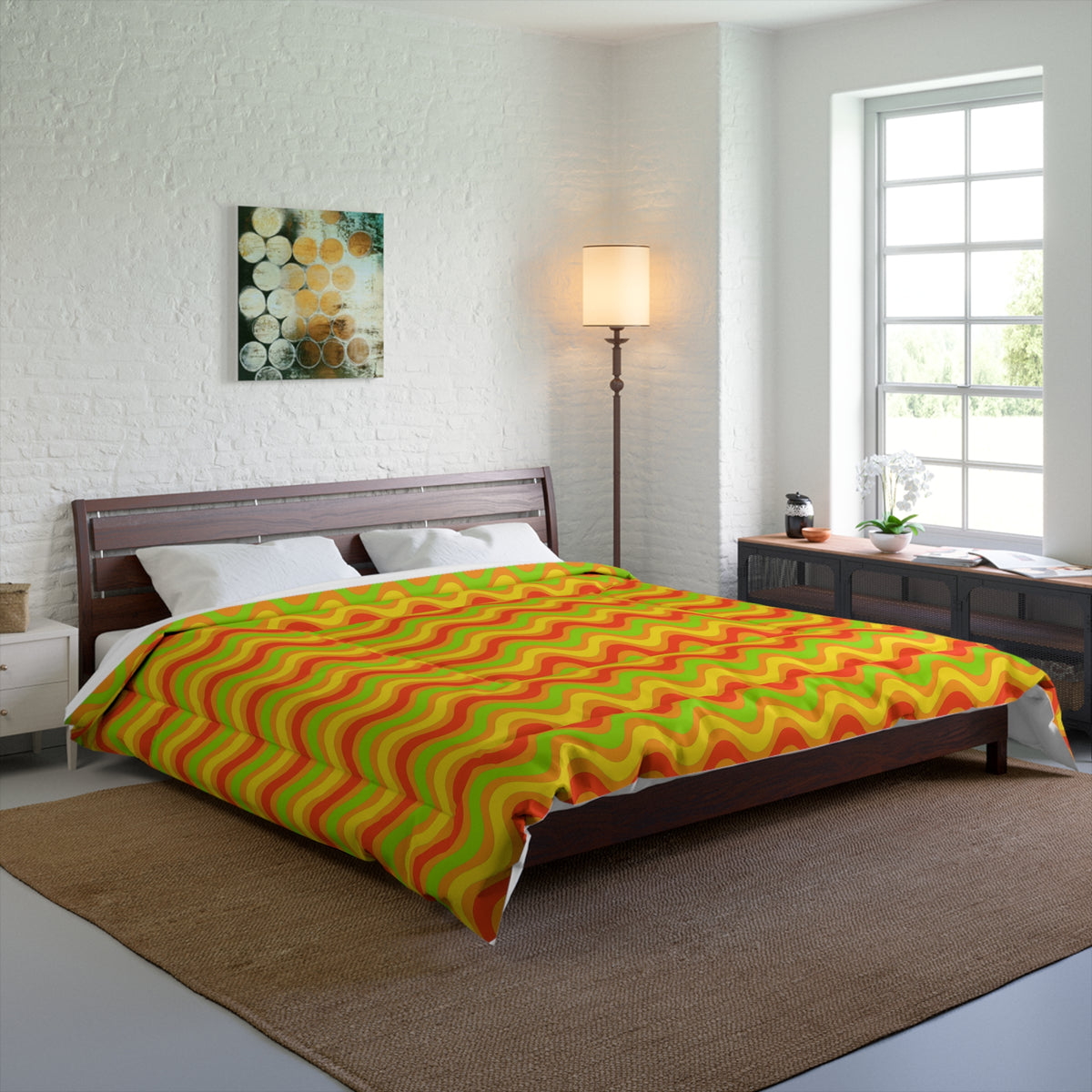 Wide Wave Interference Comforter – Hot Citrus