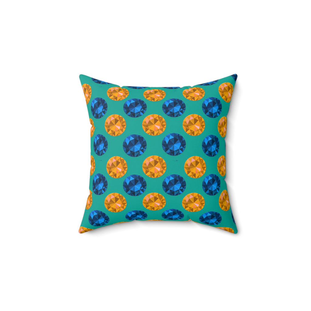 Half-Drop Gem Grid Faux Suede Cushion – Peacock Jewel