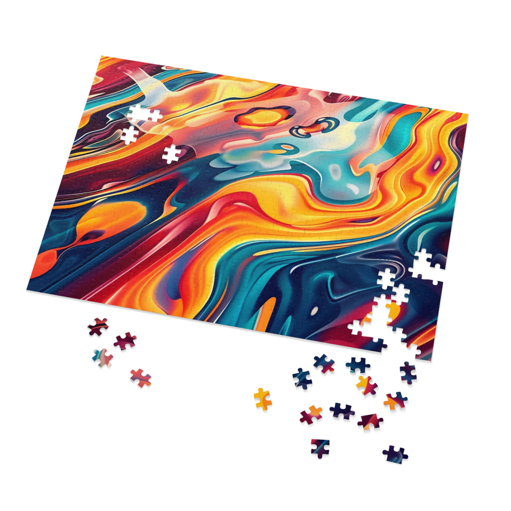 Liquid Rainbow Swirl Jigsaw Puzzle with Tin – Psychedelic Fluid Art