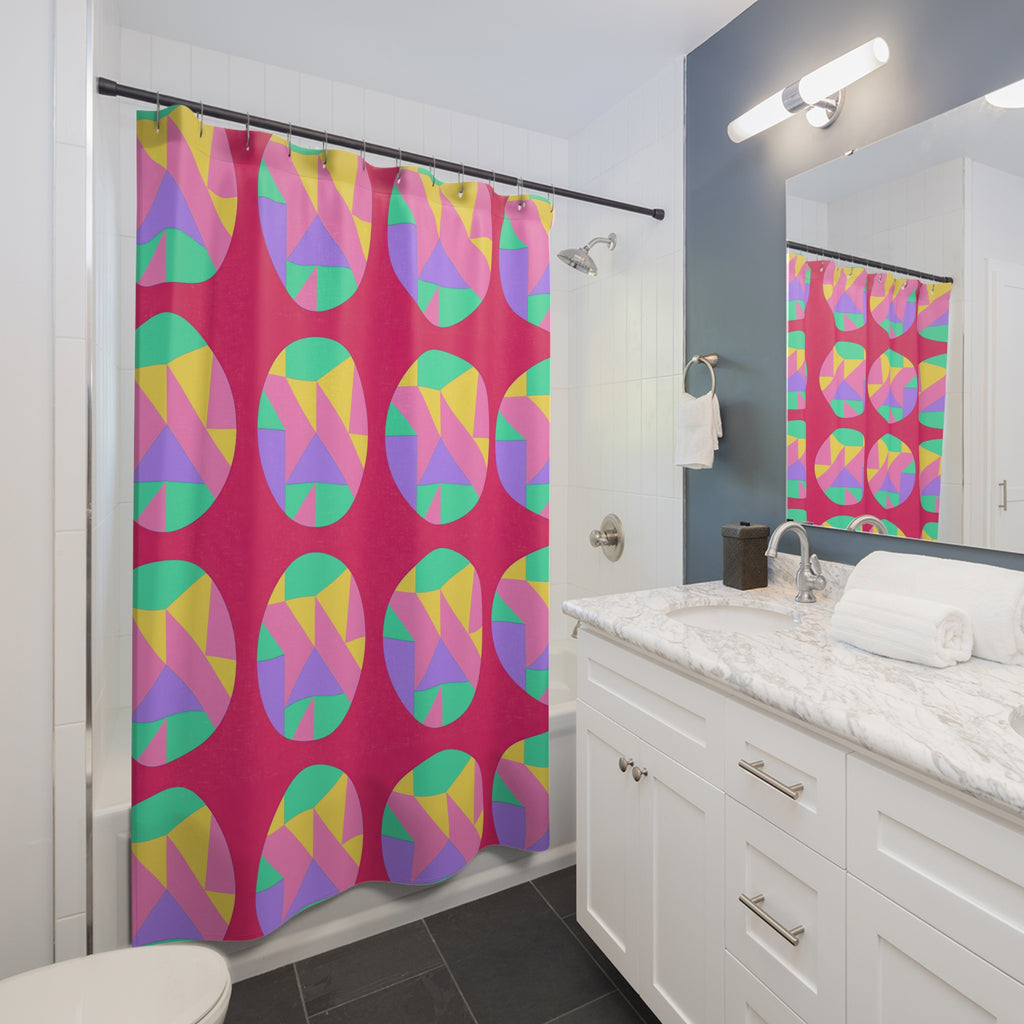 Broken Circle Planes Shower Curtain – Candy Pop on Raspberry