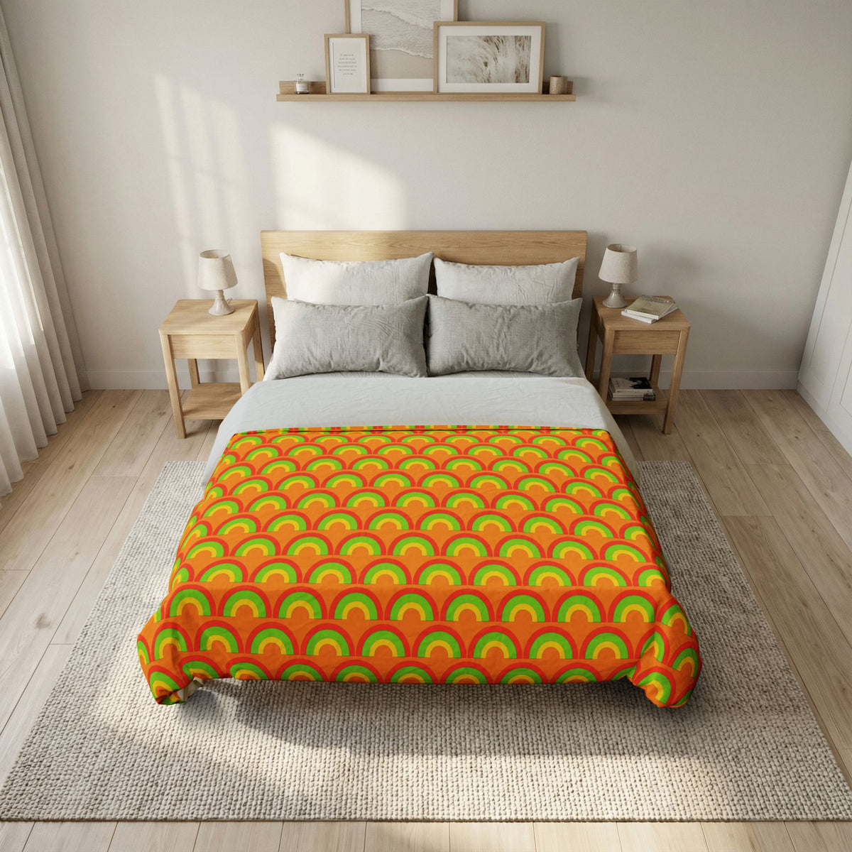 Chromatic Scallop Ripple Cotton Duvet Cover – Hot Citrus