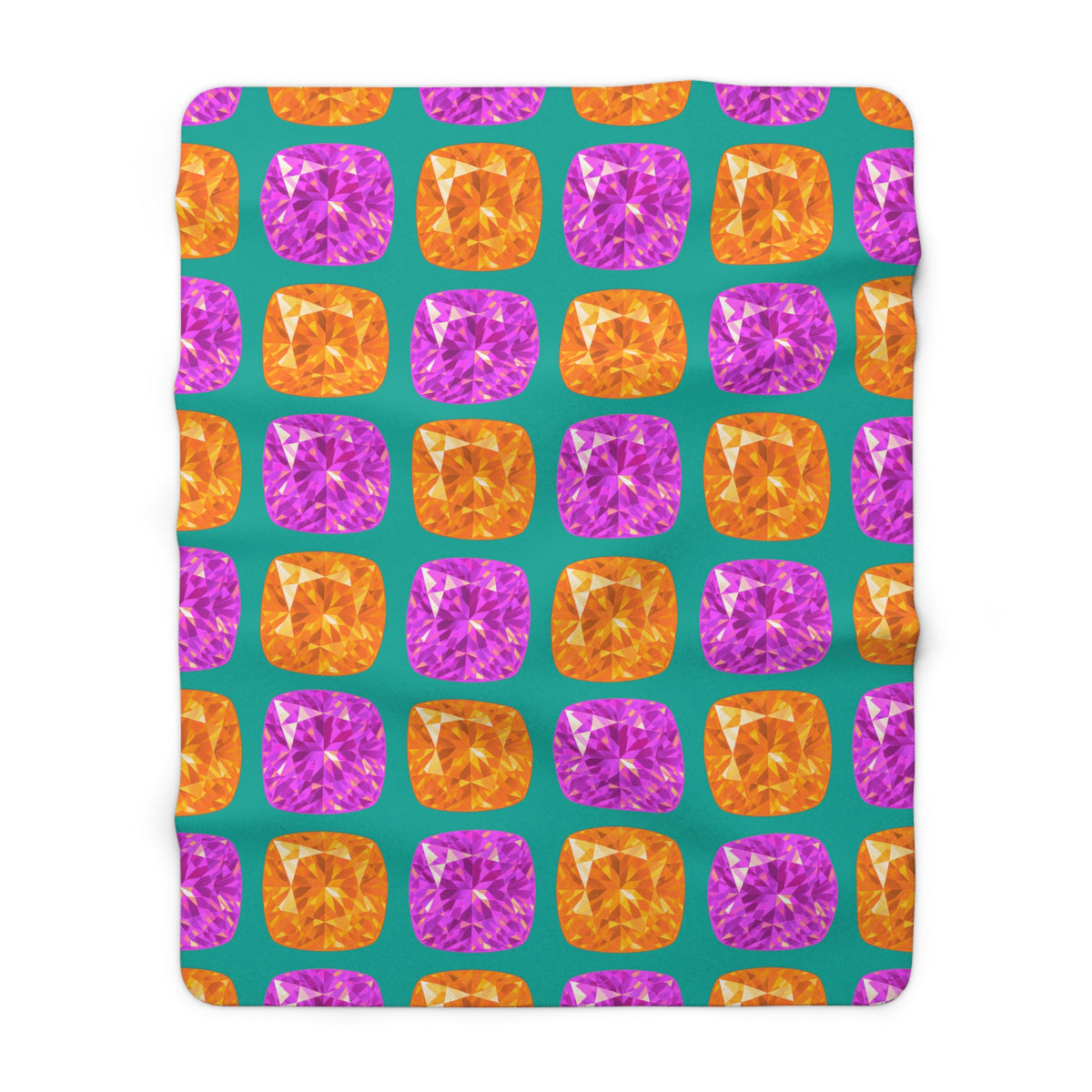 Giant Cut Gem Grid Sherpa Fleece Blanket – Peacock Jewel