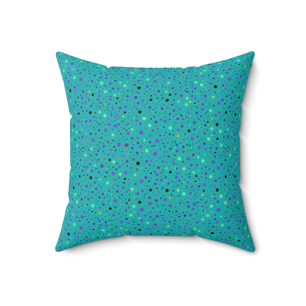 Confetti Spatter Faux Suede Cushion – Peacock Jewel