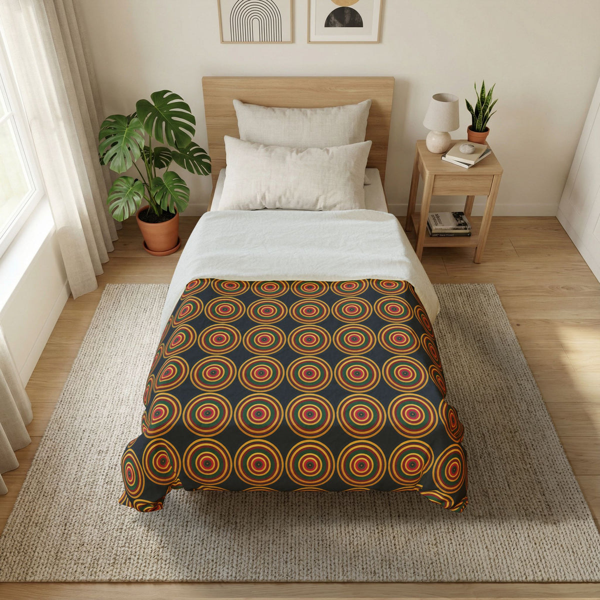 Op-Art Jewel Rings Cotton Duvet Cover – Kaleidoscopic Pattern