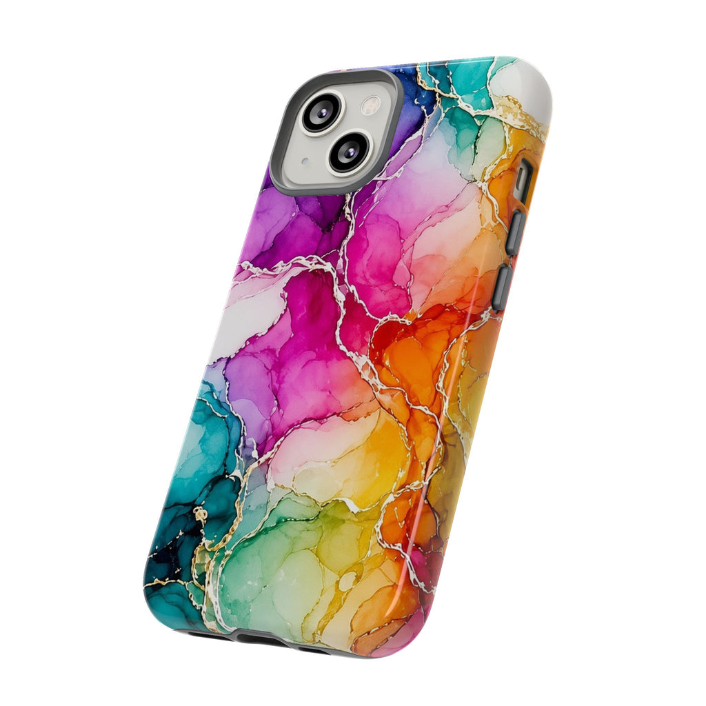 Rainbow Alcohol Ink Bloom Tough Phone Case