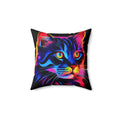 Neon Cat Faux Suede Cushion – Neon Pop Art