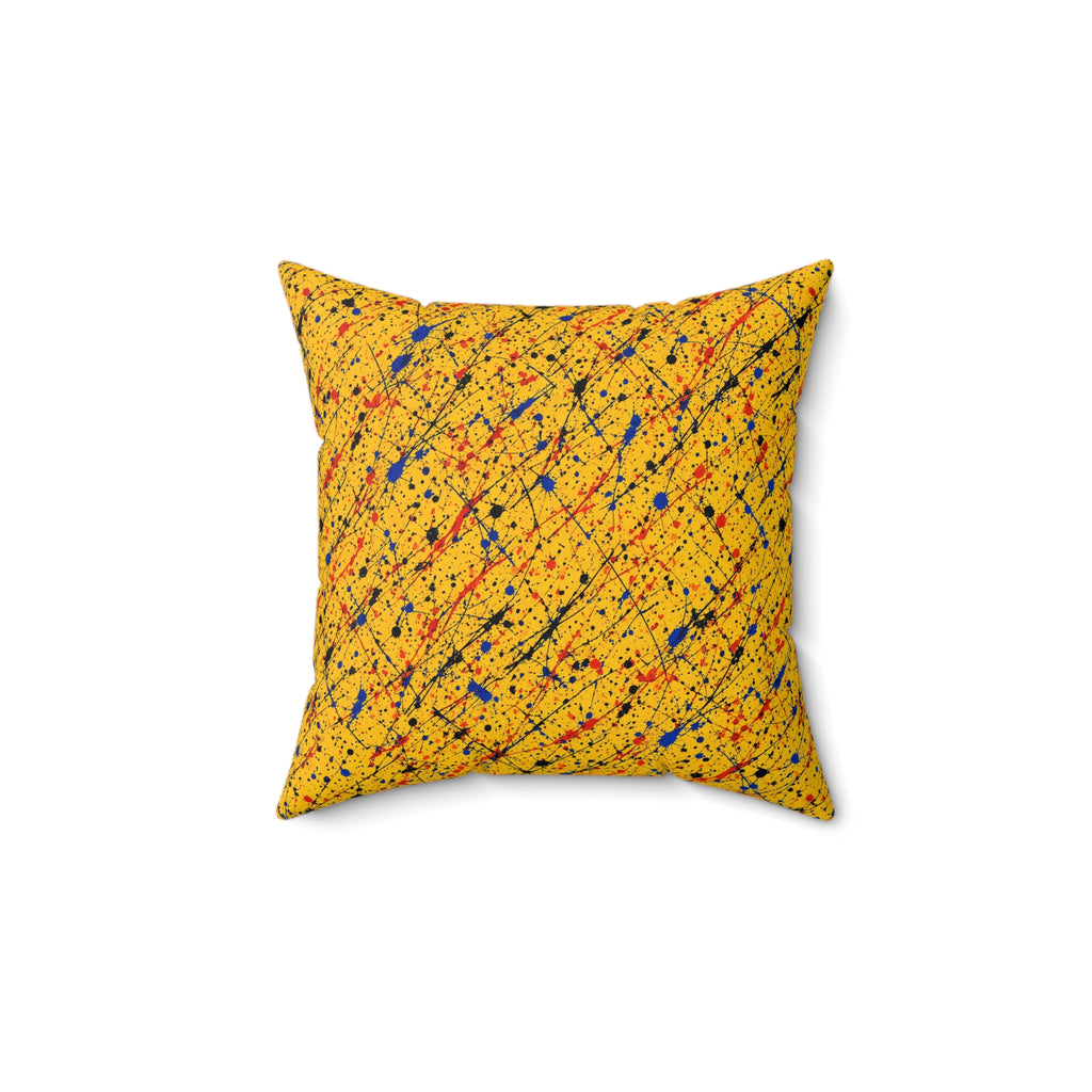 Flick Lines Faux Suede Cushion – Action-Painting Abstract Pattern