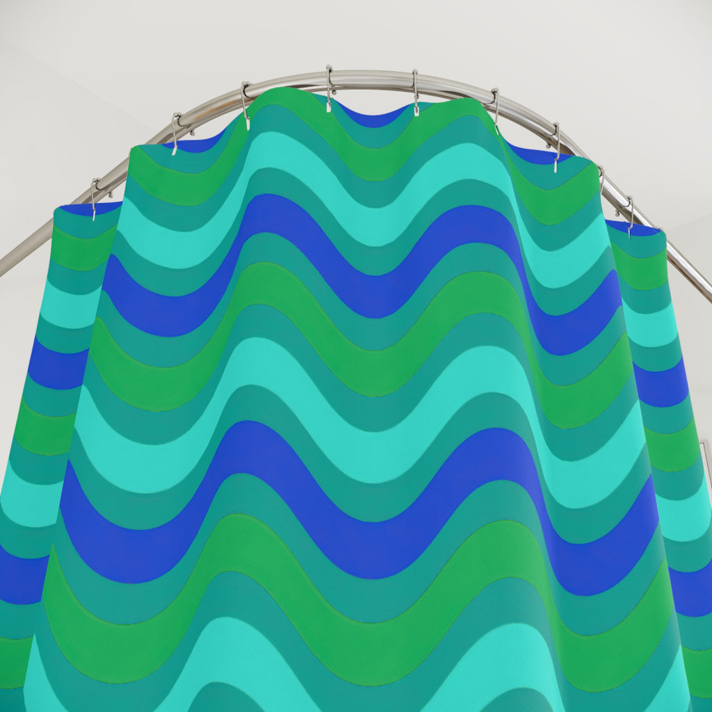 Wide Wave Interference Shower Curtain – Ocean Jewel